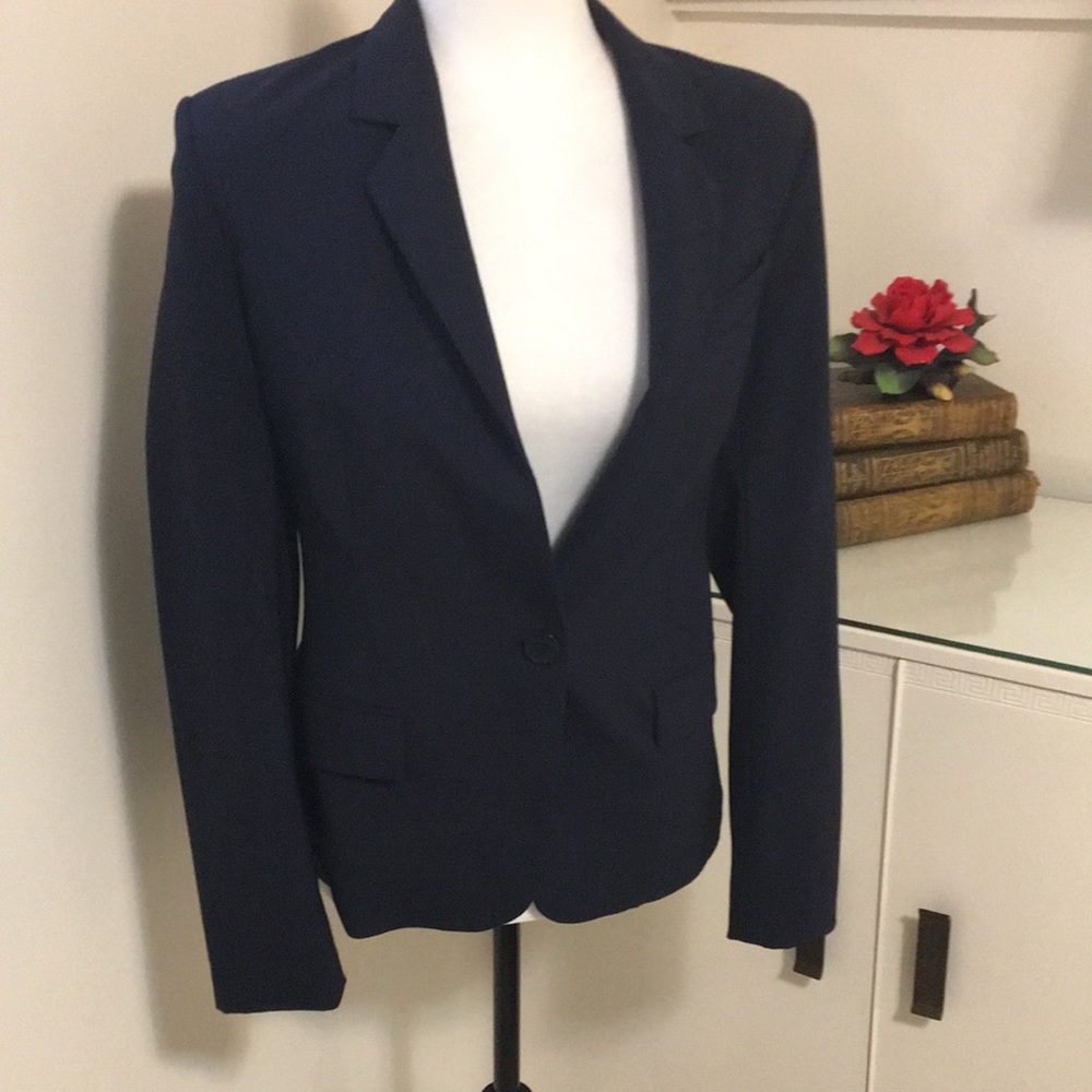 Classy Dark Blue Theory Wool Blend Single Button Blazer